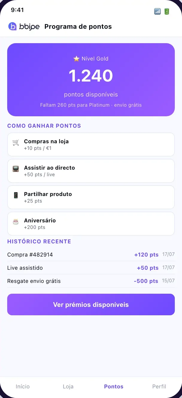 Sistema de pontos