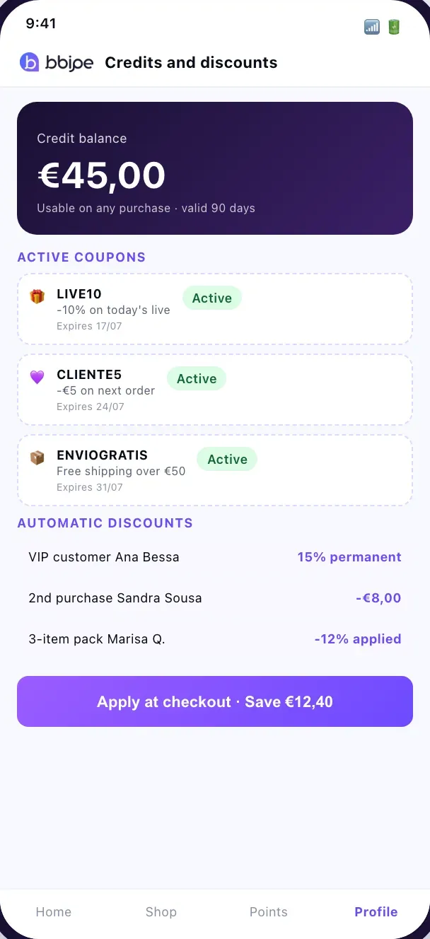 Credits & discounts