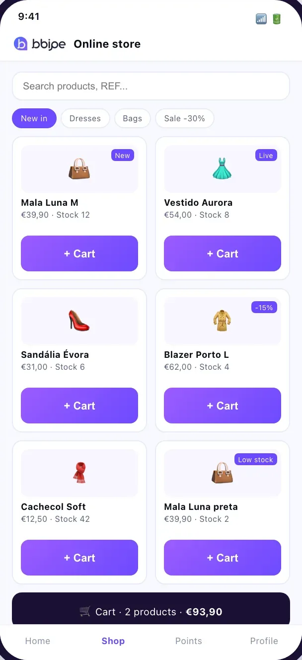 Online store in the app