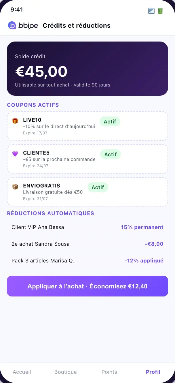 Crédits et remises