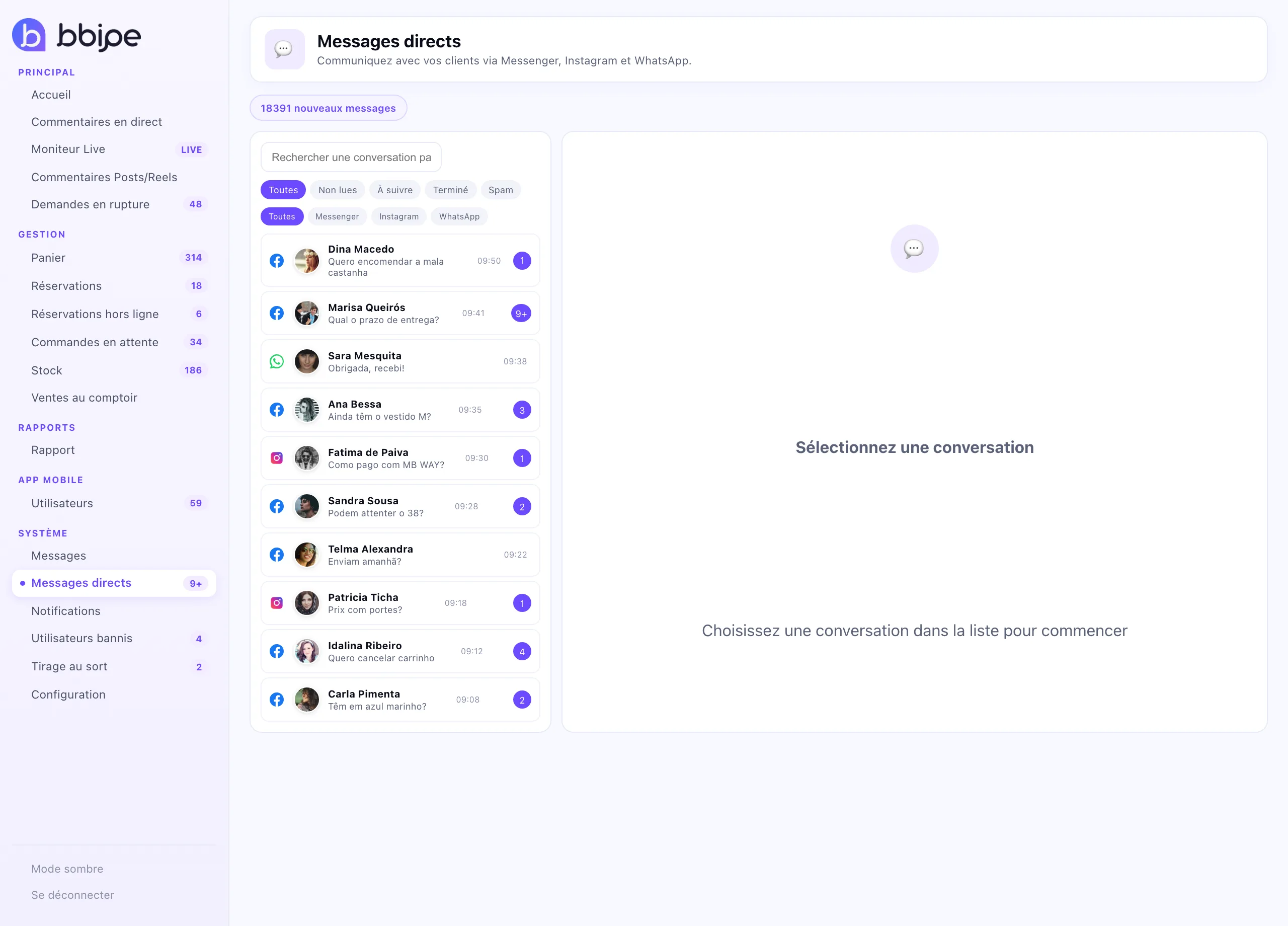 Toutes les conversations clients au même endroit