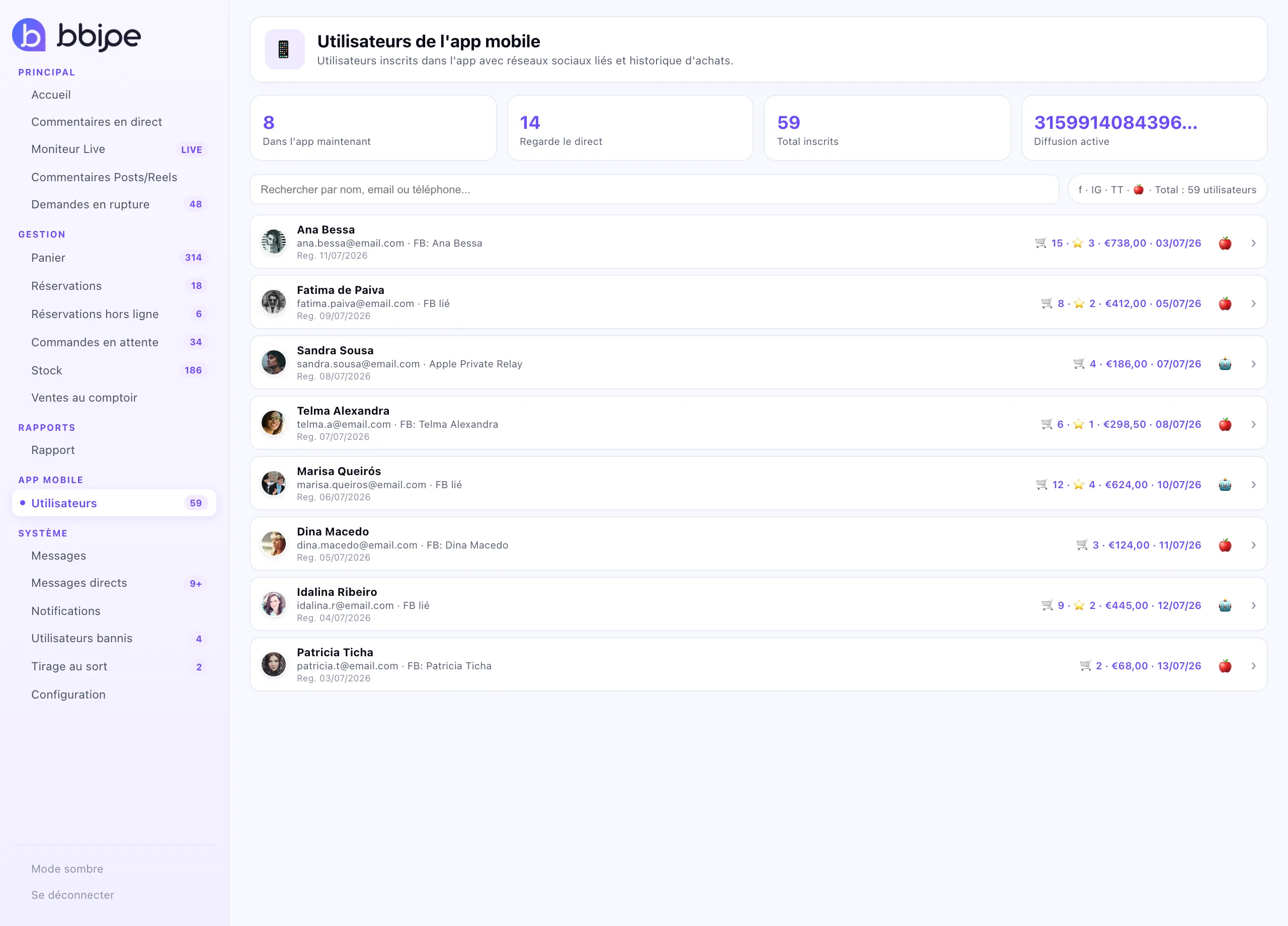 Boutique en ligne, app mobile et notifications